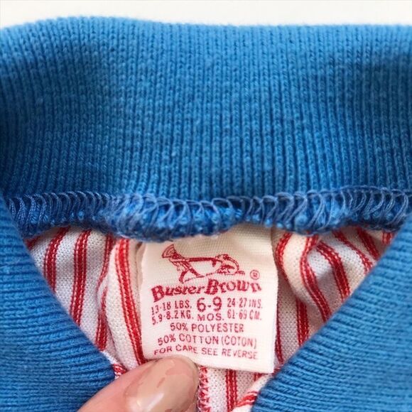 Vintage Buster Browns stripe collar romper EUC 6-9 months - Picture 5 of 7